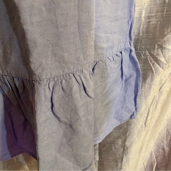 Loft Petite light blue linen/viscose dress SZ SP, GUC, lightweight ruffle hem - Picture 6 of 8